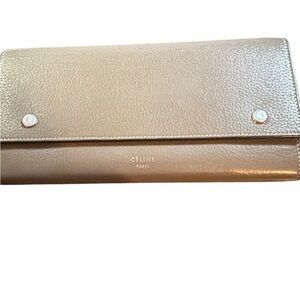 CELINE Large Flap Bicolor Wallet - Taupe & Yellow (Old Celine)